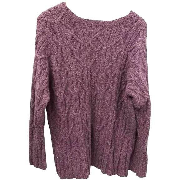Cozy Purple Chunky Cotton Blend Spring Beach Sweater - Picture 2 of 8